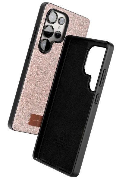 Onegif Samsung Galaxy S25 Ultra Bright Simli Kapak - Pembe - Resim 2