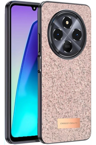 Onegif Xiaomi Redmi 14C Bright Simli Kapak - Pembe ürün görseli 1