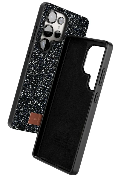 Onegif Samsung Galaxy S25 Ultra Bright Simli Kapak - Siyah - Resim 2