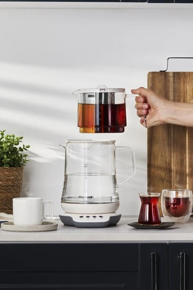 Homend Royaltea 1749H Konuşan Cam Çay Makinesi Beyaz - Resim 2