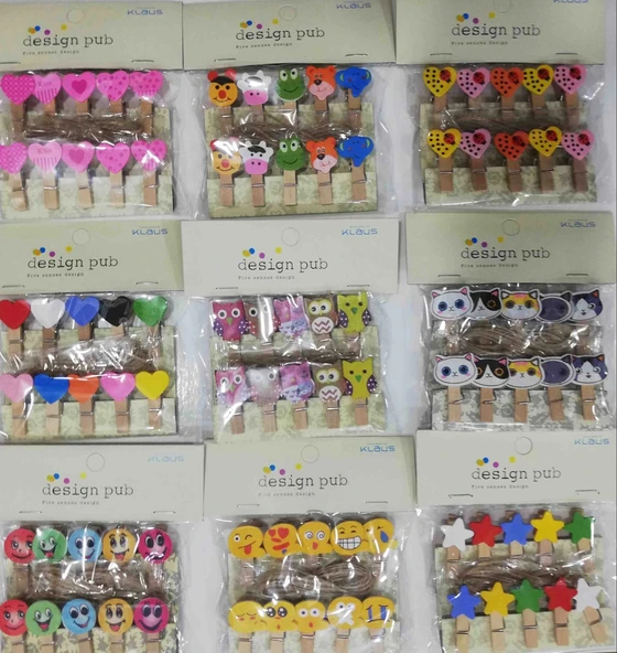 10'lu Şekilli Ahşap Mandallar 3.5cm (10'lu Set-10 Paket) ürün görseli