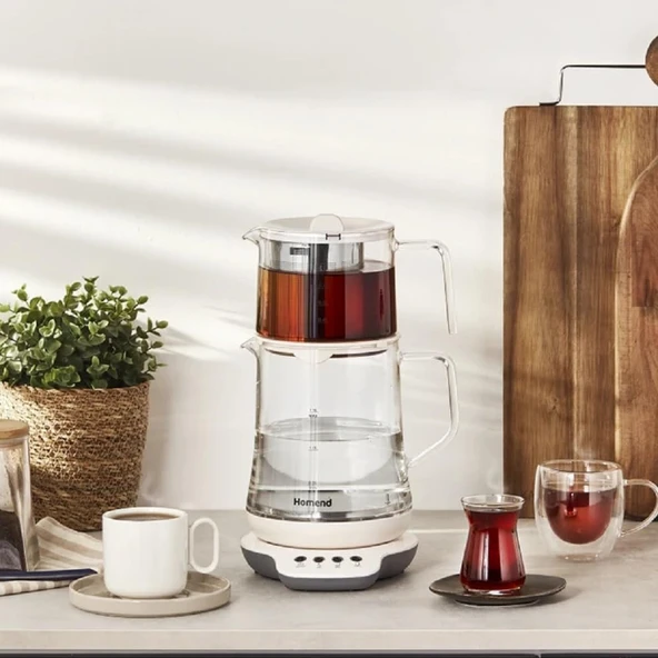 Homend Royaltea 1749H Konuşan Cam Çay Makinesi Beyaz ürün görseli