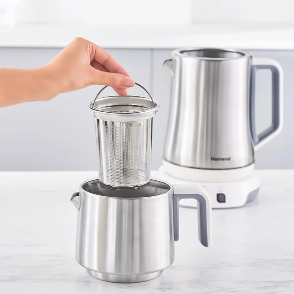 Homend Royaltea Elegant 1775H Konuşan Çay Makinesi Inox Beyaz - Resim 4