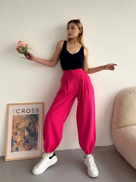 Şalvar pantolon fuşya s23202 - 3