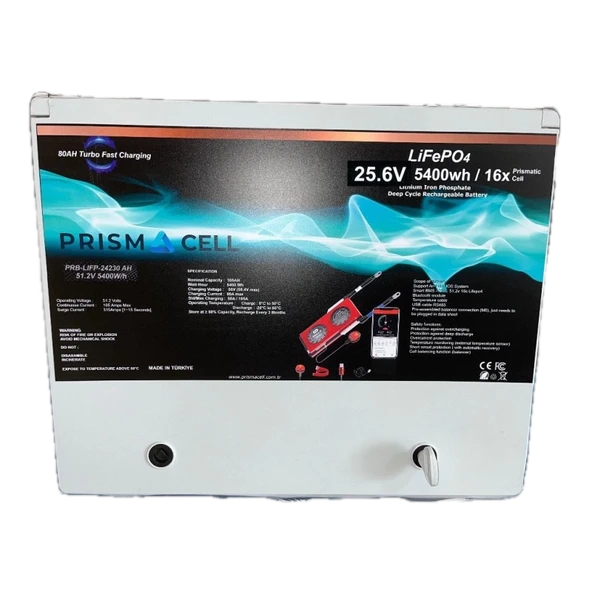 Prismacell 25.6V 210A 210 Amper LiFePo4 Akü ABS Kasa (24V 200 Amper Lityum Batarya) Solar Akü - 1