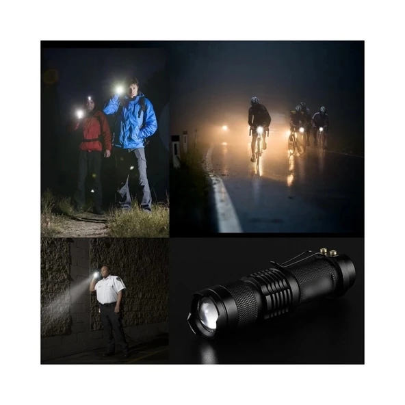 Km-87 Polis Tipi Zoomlu Şarjlı Metal Dağ Kamp Cep Feneri Cree Led 2300 Lumens - 2