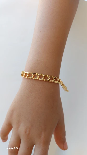 Kadın Gold Lüx Detaylı Çift Zincir Samanyolu Bileklik - 4