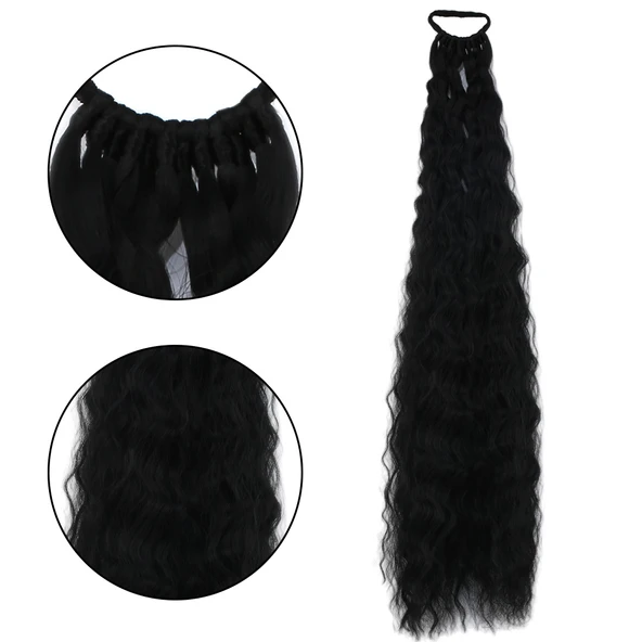 Lastik Tokalı At Kuyruğu Kabarık Afro Dalgalı  - Siyah ürün görseli