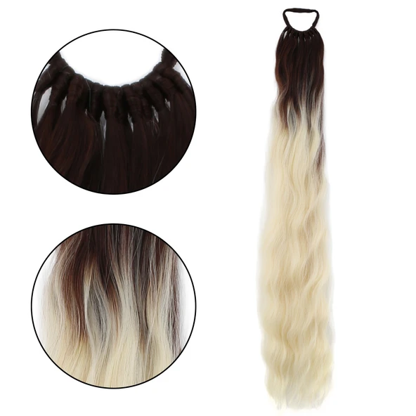 Lastik Tokalı At Kuyruğu Su Dalgalı - Kumral / Platin Ombre ürün görseli