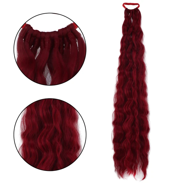 Lastik Tokalı At Kuyruğu Kabarık Afro Dalgalı - Kızıl ürün görseli