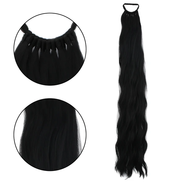 Lastik Tokalı At Kuyruğu Su Dalgalı  - Siyah ürün görseli