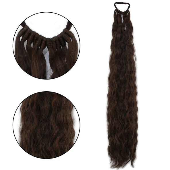 Lastik Tokalı At Kuyruğu Kabarık Afro Dalgalı - Kızıl Kahve ürün görseli 1