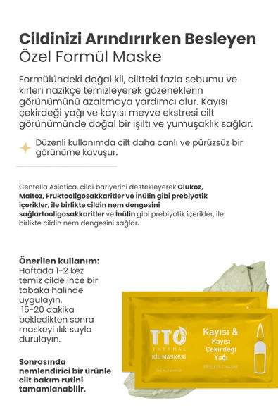 TTO THERMAL KİL MASKESİ  Kayısı & Kayısı Çekirdeği Yağı - Resim 5