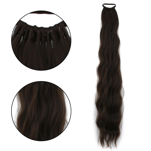 Lastik Tokalı At Kuyruğu Su Dalgalı - Koyu Kumral ürün görseli