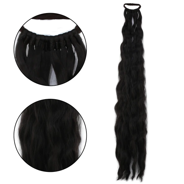 Lastik Tokalı At Kuyruğu Kabarık Afro Dalgalı - Kahve Karamel ürün görseli 1