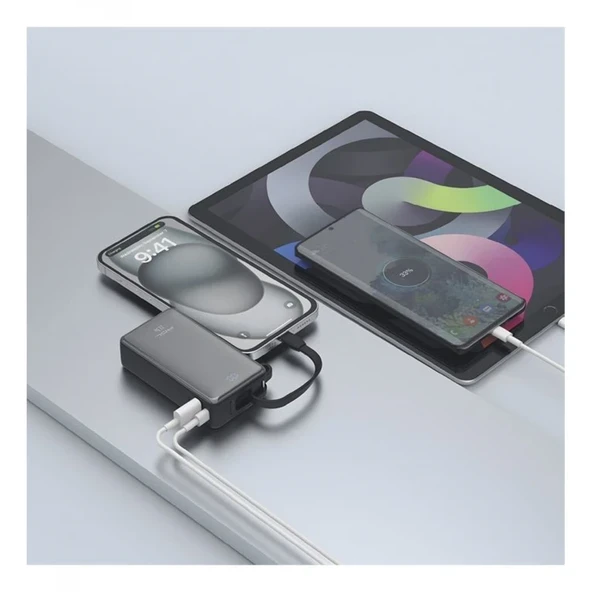 ACL PW-109 22.5W Hızlı Şarjlı 10.000 mAh Dahili USB-C Kablolu Powerbank 10.000mAh - Resim 2