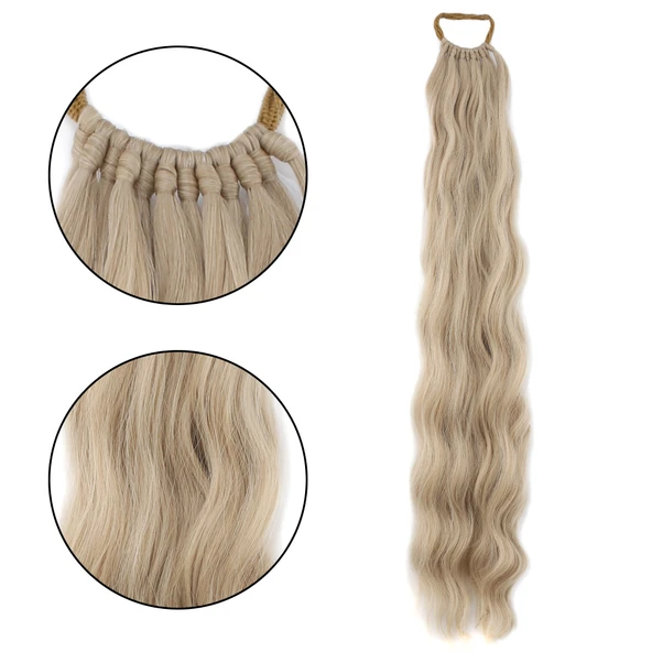 Lastik Tokalı At Kuyruğu Su Dalgalı - Kumral Beyaz Platin Röfle ürün görseli