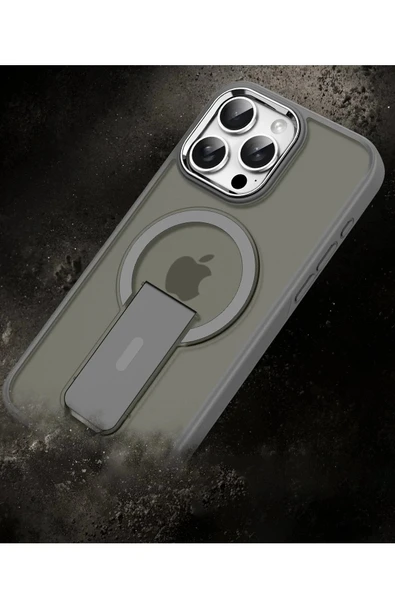 iPhone 14 Pro Tork Magsafe Standlı Kapak - Siyah - Resim 4