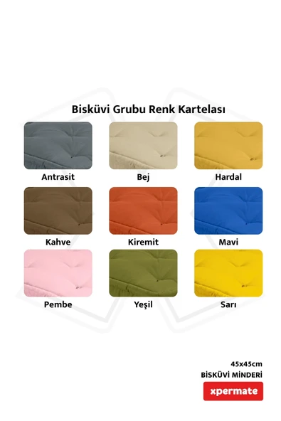 XPERMATE Bisküvi Minder Petek Önü Palet Üstü Minderi Fransız Minder Bank ve Bahçe Minderi 45x45x14 cm Hardal - Resim 5
