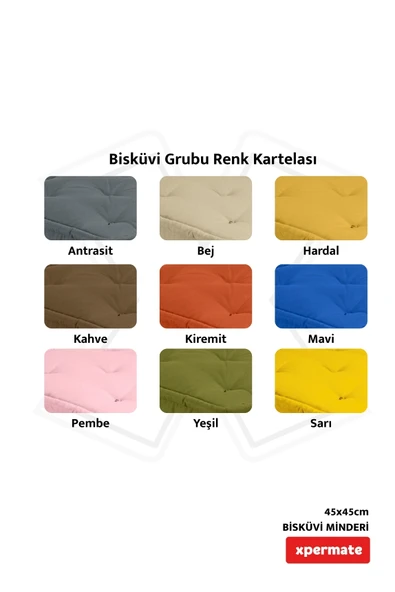 XPERMATE Bisküvi Minder Petek Önü Palet Üstü Minderi Fransız Minder Bank ve Bahçe Minderi 45x45x14 cm Antrasit - Resim 5