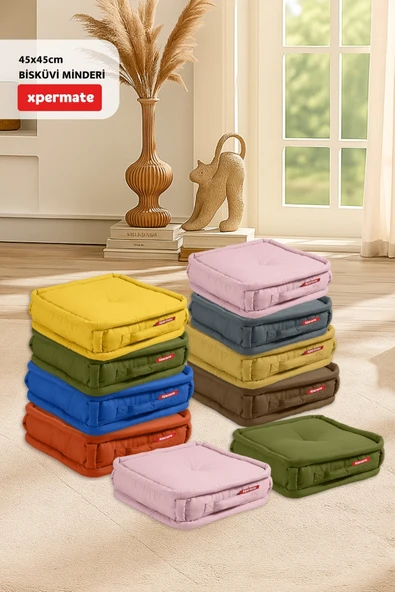 XPERMATE Bisküvi Minder Petek Önü Palet Üstü Minderi Fransız Minder Bank ve Bahçe Minderi 45x45x14 cm Kremit - 4