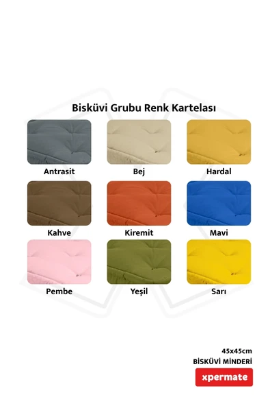 XPERMATE Bisküvi Minder Petek Önü Palet Üstü Minderi Fransız Minder Bank ve Bahçe Minderi 45x45x14 cm Mavi - Resim 5