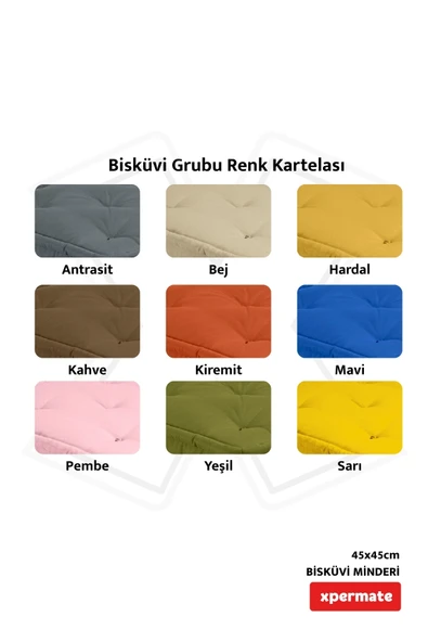 XPERMATE Bisküvi Minder Petek Önü Palet Üstü Minderi Fransız Minder Bank ve Bahçe Minderi 45x45x14 cm Kremit - 5