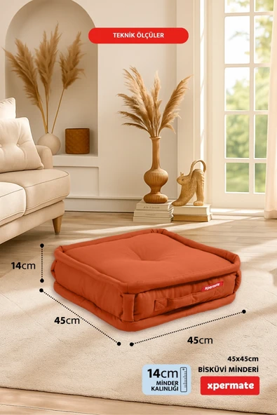XPERMATE Bisküvi Minder Petek Önü Palet Üstü Minderi Fransız Minder Bank ve Bahçe Minderi 45x45x14 cm Kremit - 2