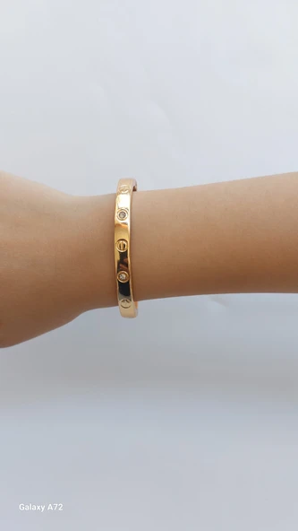Alaşım kartier Kelepçe Taşlı Bileklik Gold - 2