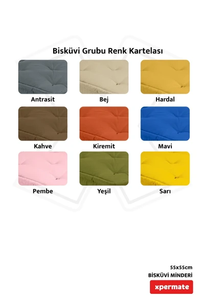 XPERMATE Bisküvi Minder Petek Önü Palet Üstü Minderi Fransız Minder Bank ve Bahçe Minderi 55x55x14 cm Bej - Resim 5