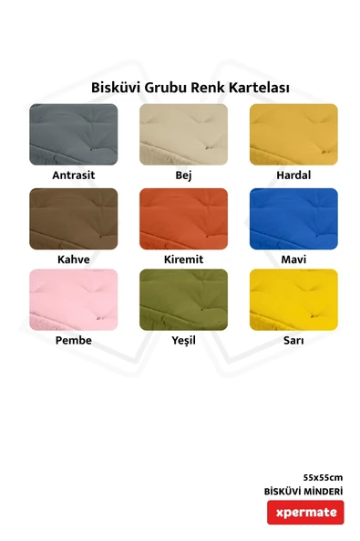 XPERMATE Bisküvi Minder Petek Önü Palet Üstü Minderi Fransız Minder Bank ve Bahçe Minderi 55x55x14 cm Kiremit - 5