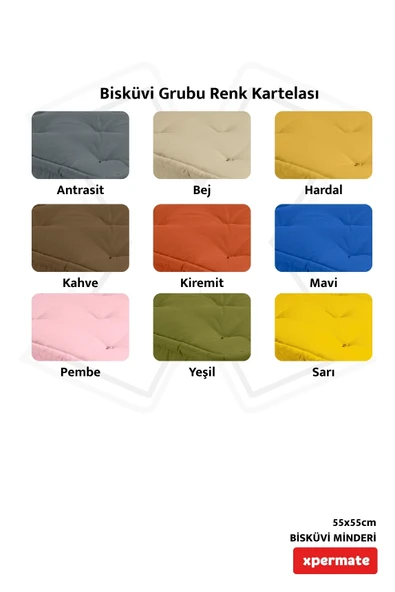 XPERMATE Bisküvi Minder Petek Önü Palet Üstü Minderi Fransız Minder Bank ve Bahçe Minderi 55x55x14 cm Hardal - 5