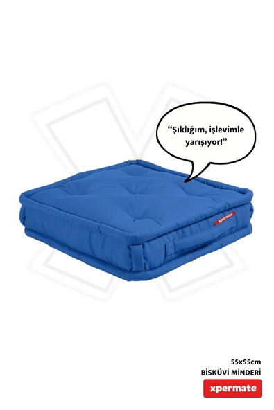 XPERMATE Bisküvi Minder Petek Önü Palet Üstü Minderi Fransız Minder Bank ve Bahçe Minderi 55x55x14 cm Mavi ürün görseli
