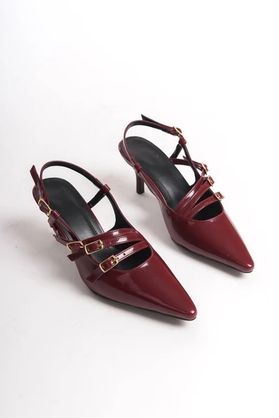 Kadın Franco Bordo Rugan Tokalı Kısa Topuklu (6 cm ) Ayakkabı - 4