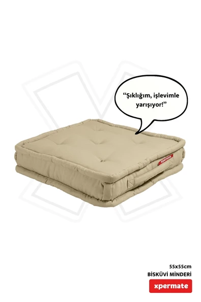 XPERMATE Bisküvi Minder Petek Önü Palet Üstü Minderi Fransız Minder Bank ve Bahçe Minderi 55x55x14 cm Bej ürün görseli