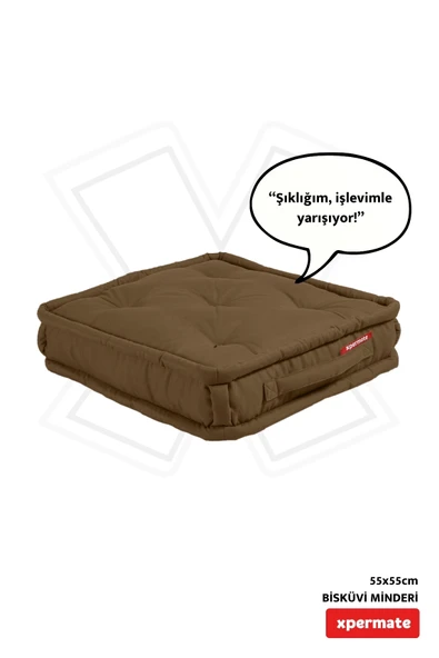 XPERMATE Bisküvi Minder Petek Önü Palet Üstü Minderi Fransız Minder Bank ve Bahçe Minderi 55x55x14 cm Kahve ürün görseli
