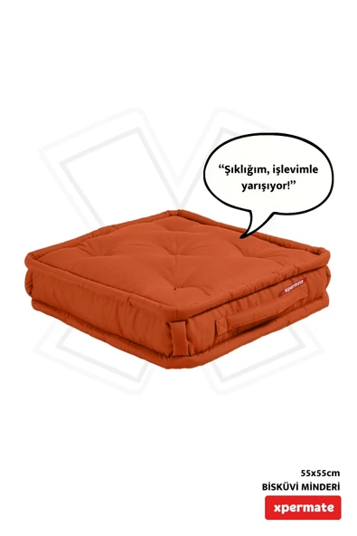 XPERMATE Bisküvi Minder Petek Önü Palet Üstü Minderi Fransız Minder Bank ve Bahçe Minderi 55x55x14 cm Kiremit - 1