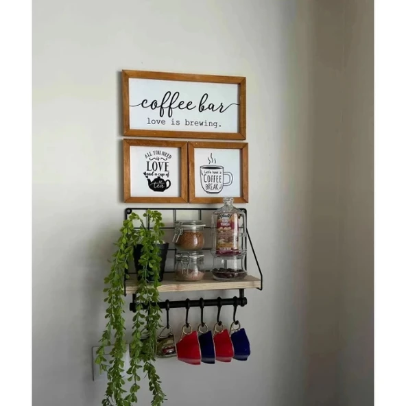 Metal Askılıklı Kahve Köşesi Rafı - 2