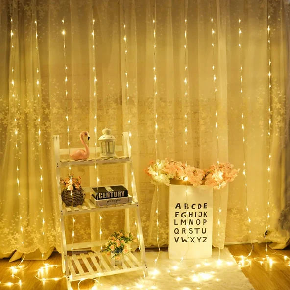 Fişli Peri LED Işık | Gün Işığı Renk | 10 Metre 100 LED Şeffaf Kablo | 8 Modlu Dış Mekan Dekoratif Aydınlatma - 3