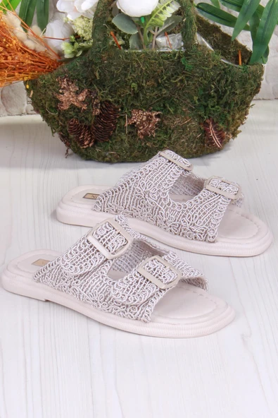 Fort 5053 Soft Rahat Örgülü İki Tokalı Kadın Terlik - Resim 10