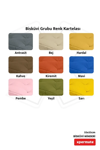 XPERMATE Bisküvi Minder Petek Önü Palet Üstü Minderi Fransız Minder Bank ve Bahçe Minderi 55x55x14 cm Kahve - Resim 5