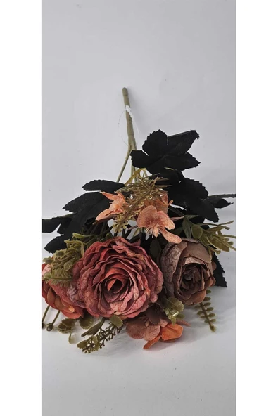 Haki Yapraklı Nar Çiçeği Rengi Buket Ev Dekor Vazo Süsü - Resim 2