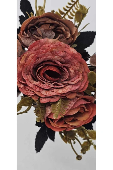 Haki Yapraklı Nar Çiçeği Rengi Buket Ev Dekor Vazo Süsü ürün görseli