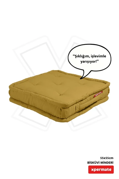 XPERMATE Bisküvi Minder Petek Önü Palet Üstü Minderi Fransız Minder Bank ve Bahçe Minderi 55x55x14 cm Hardal - 1