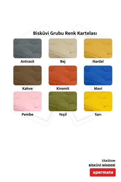 XPERMATE Bisküvi Minder Petek Önü Palet Üstü Minderi Fransız Minder Bank ve Bahçe Minderi 55x55x14 cm Pembe - Resim 5