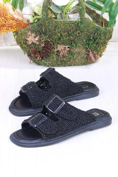 Fort 5053 Soft Rahat Örgülü İki Tokalı Kadın Terlik - Resim 5