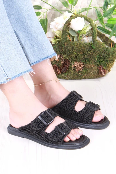 Fort 5053 Soft Rahat Örgülü İki Tokalı Kadın Terlik ürün görseli