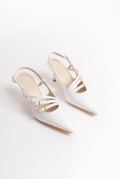 Kadın Franco Beyaz Rugan Tokalı Kısa Topuklu (6 cm ) Ayakkabı - 4