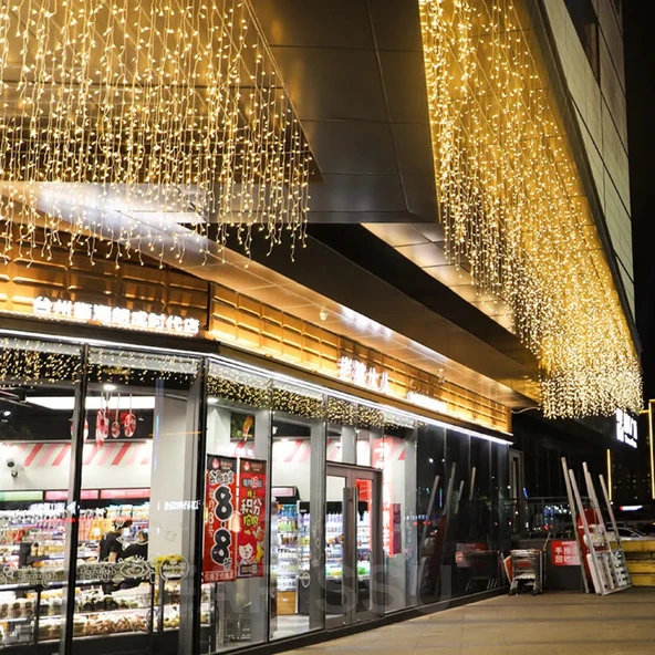 Fişli Peri LED Işık | Gün Işığı Renk | 10 Metre 100 LED Şeffaf Kablo | 8 Modlu Dış Mekan Dekoratif Aydınlatma - 4