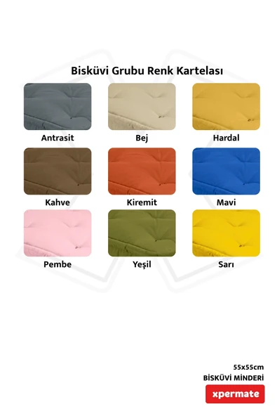 XPERMATE Bisküvi Minder Petek Önü Palet Üstü Minderi Fransız Minder Bank ve Bahçe Minderi 55x55x14 cm Antrasit - 5